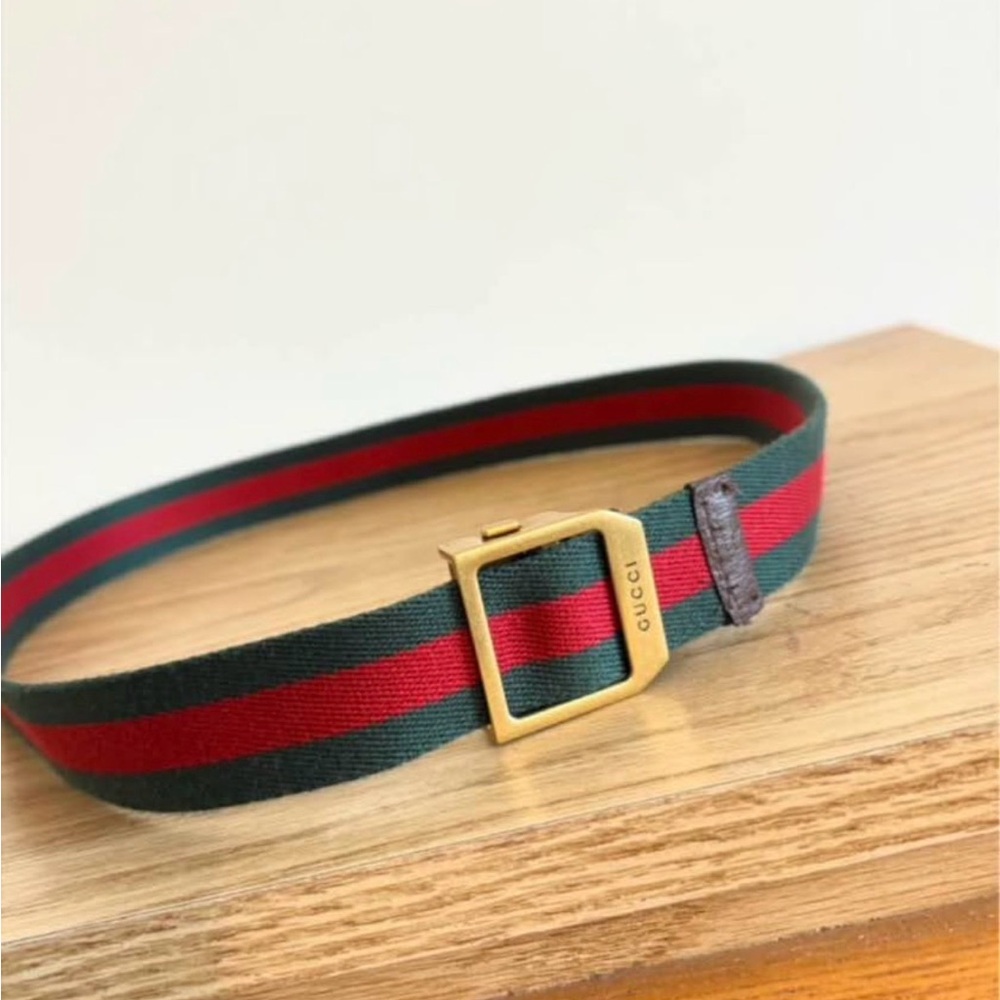 Gucci Striped Webbing Belt mens 32